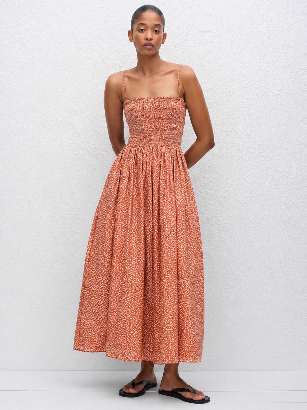 Matteau Shirred Bodice Dress in Starflower Size 2